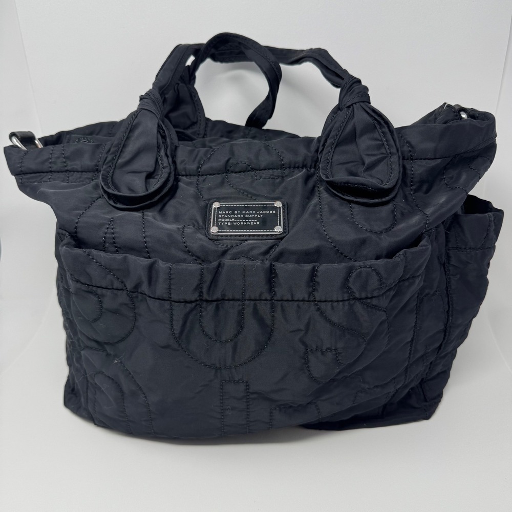 Marc by Marc Jacobs Pretty Nylon Tate Tote Bag Black Quilted Logo Workwear